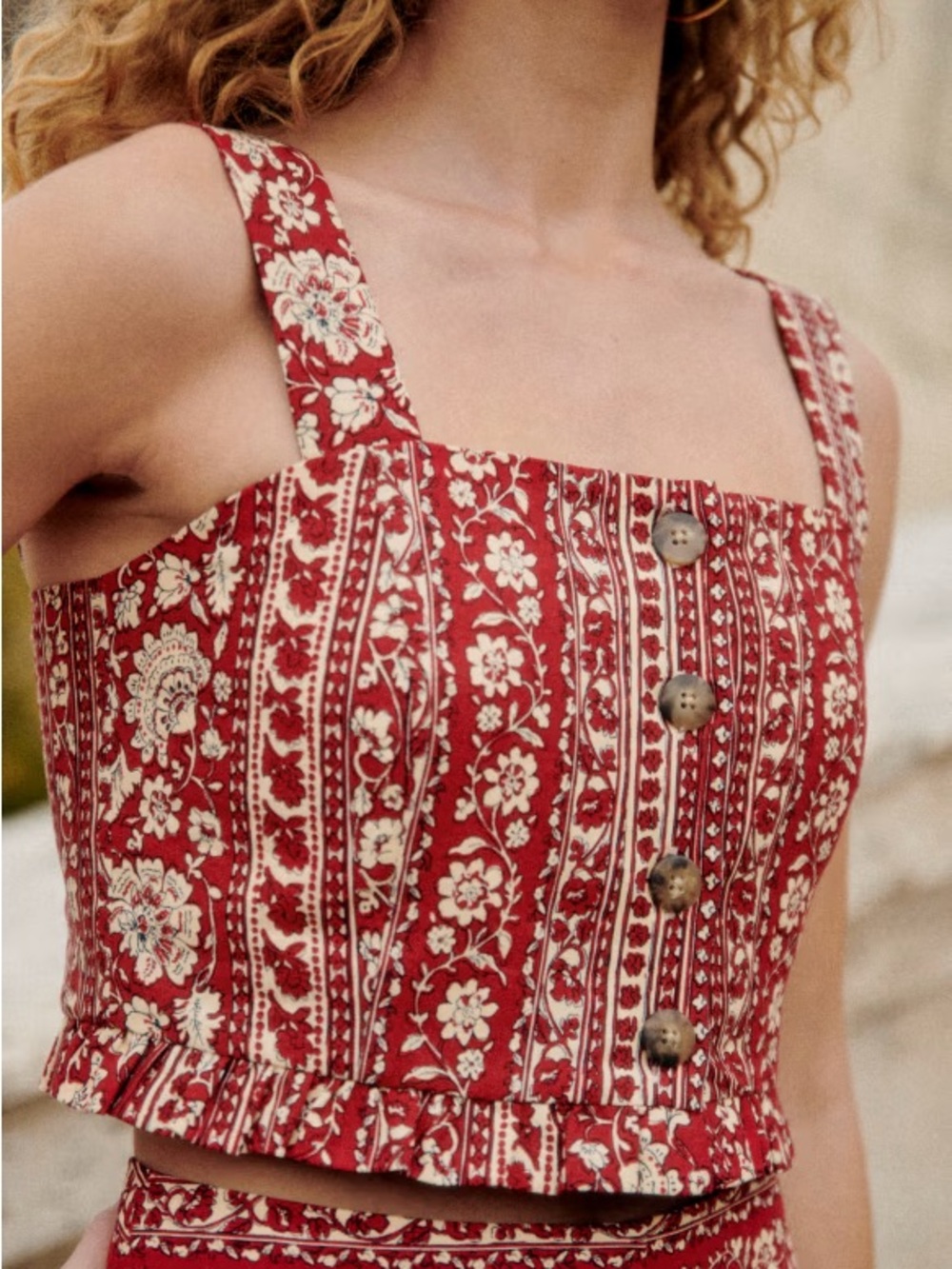 *Like New* Sezane Heidi Crop Top in Red | Size 6